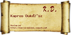 Kapros Dukász névjegykártya